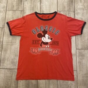 VTG Disney T-Shirt Red S Organic Cotton Classic Mickey Mouse Grunge Y2K